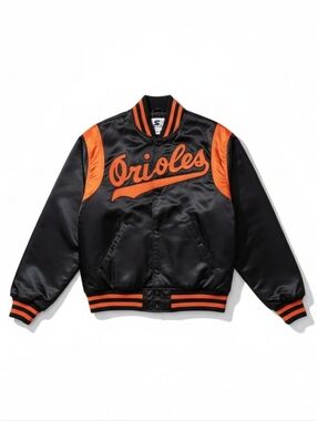 Vintage 80s Baltimore Orioles MLB Starter Jacket M Black Orange Spellout Sport